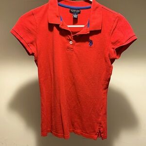 U.S Polo Assn. women’s red small collared T-shirt